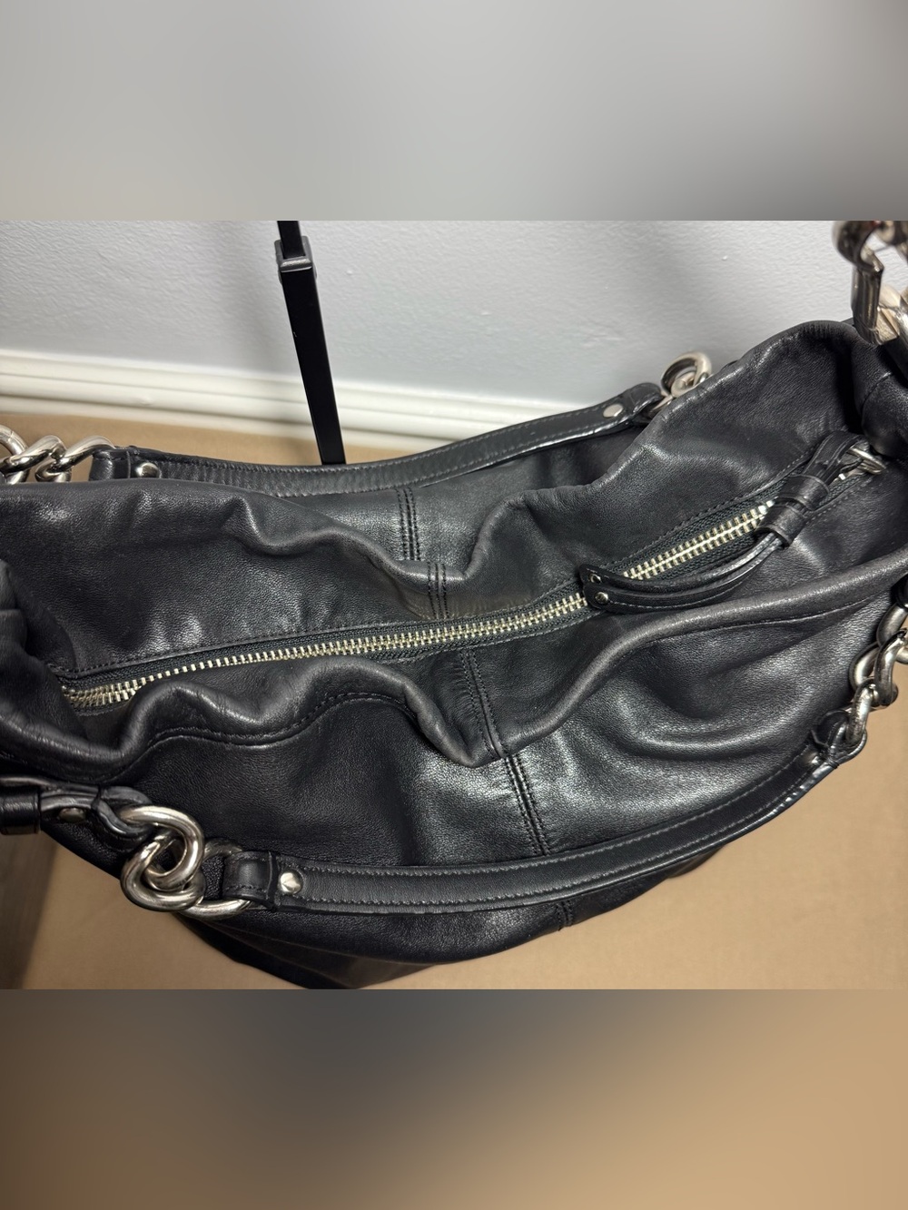 Authentic Coach Brooke Hobo Bag - Black Pebbled Leather #14821 - Picture 10 of 13